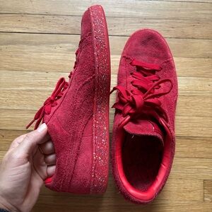 Puma Suede Low Men 11 Red Casual Sneaker Shoes Speckle Retro Streetwear Foorwear